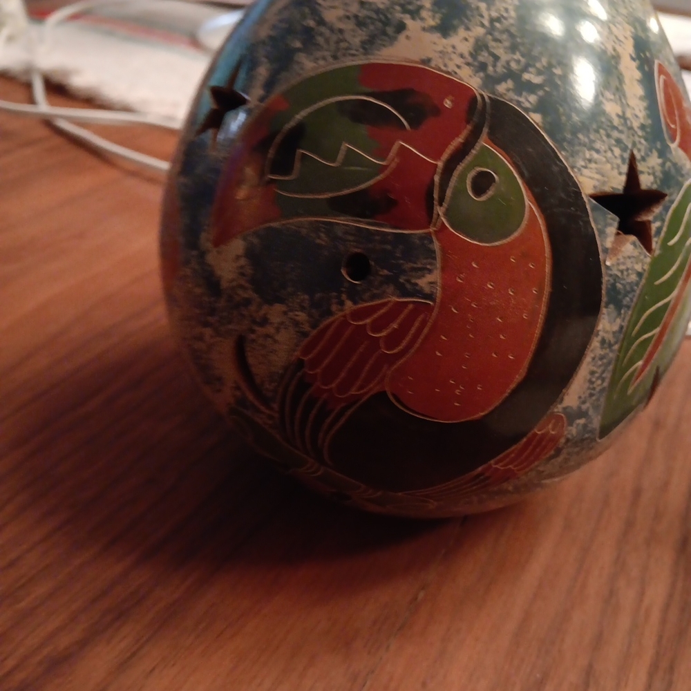 Colorful Ceramic Sphere with Bird Design For Canddle